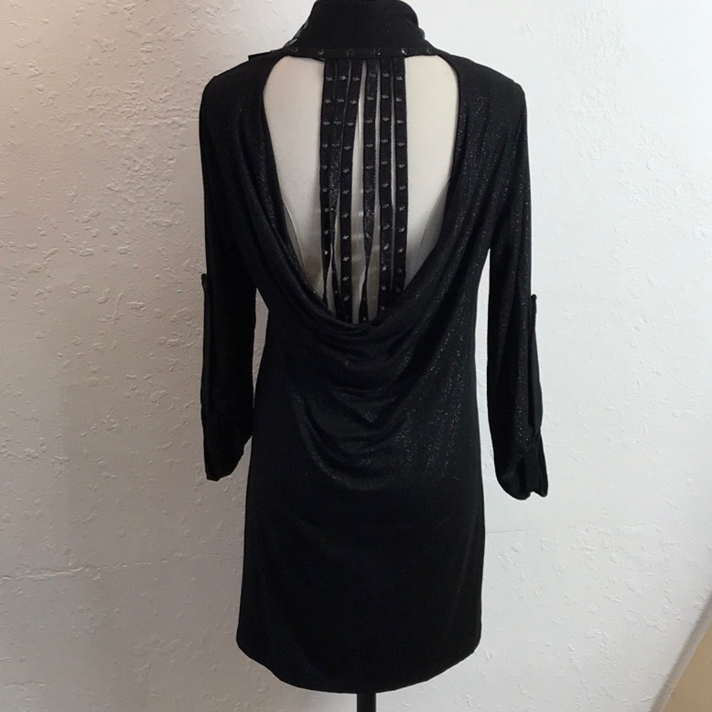 Salvage eyelet leather tape back open cardigan